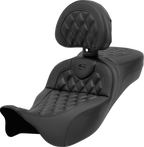 SADDLEMEN Roadsofa™ Extended Reach Seat - with Backrest - Lattice Stitch - Carbon Fiber - FL '08-'24