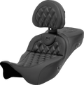 SADDLEMEN Roadsofa™ Extended Reach Seat - with Backrest - Lattice Stitch - Carbon Fiber - FL '08-'23
