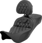 SADDLEMEN Roadsofa™ Extended Reach Seat - with Backrest - Lattice Stitch - Carbon Fiber - FL '08-'23