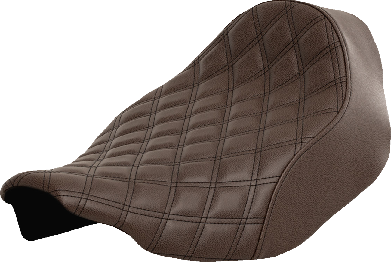 SADDLEMEN Renegade™ Solo Seat - Lattice Stitched - Brown - FLT/FLH '23-'24