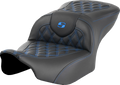 SADDLEMEN Roadsofa™ Seat - without Backrest - Blue Lattice Stitch - FLTR/FLHX '23-'24