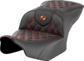 SADDLEMEN Roadsofa™ Seat - without Backrest - Orange Lattice Stitch - FLTR/FLHX '23-'24