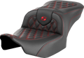 SADDLEMEN Roadsofa™ Seat - without Backrest - Red Lattice Stitch - FLTR/FLHX '23-'24