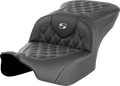 SADDLEMEN RoadSofa™ Seat - without Backrest - Lattice Stitch - Silver Stitch - FLTR/FLHX '23-'24