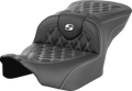 SADDLEMEN RoadSofa™ Seat - without Backrest - Lattice Stitch - White Stitch - FLTR/FLHX '23-'24