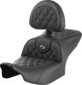 SADDLEMEN RoadSofa™ Seat - with Backrest - Lattice Stitch - Gray Stitch - FLTR/FLHX '23-'24