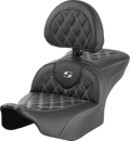 SADDLEMEN RoadSofa™ Seat - with Backrest - Lattice Stitch - Silver Stitch - FLTR/FLHX '23-'24