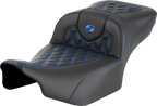 SADDLEMEN Roadsofa™ Extended Reach Seat - without Backrest - Lattice Stitch - Blue Stitch - FLTR/FLHX '23-'24