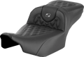 SADDLEMEN Roadsofa™ Extended Reach Seat - without Backrest - Lattice Stitch - Gray Stitch - FLTR/FLHX '23-'24