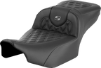 SADDLEMEN Roadsofa™ Extended Reach Seat - without Backrest - Lattice Stitch - Gray Stitch - FLTR/FLHX '23-'24