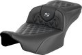 SADDLEMEN Roadsofa™ Extended Reach Seat - without Backrest - Lattice - Silver Stitch - FLTR/FLHX '23-'24
