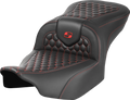 SADDLEMEN Roadsofa™ Seat - without Backrest - Honeycomb - Red Stitch - FLTR/FLHX '23-'24
