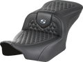 SADDLEMEN Roadsofa™ Seat - without Backrest - Honeycomb - Silver Stitch - FLTR/FLHX '23-'24