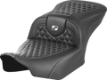 SADDLEMEN Roadsofa™ Seat - without Backrest - Honeycomb - White Stitch - FLTR/FLHX '23-'24