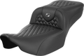 SADDLEMEN Roadsofa™ Extended Reach Seat - without Backrest - Honeycomb - Dark Gray Stitch - FLTR/FLHX '23-'24