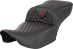 SADDLEMEN Roadsofa™ Extended Reach Seat - without Backrest - Honeycomb - Red Stitch - FLTR/FLHX '23-'24