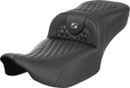 SADDLEMEN Roadsofa™ Extended Reach Seat - without Backrest - Honeycomb - Silver Stitch - FLTR/FLHX '23-'24