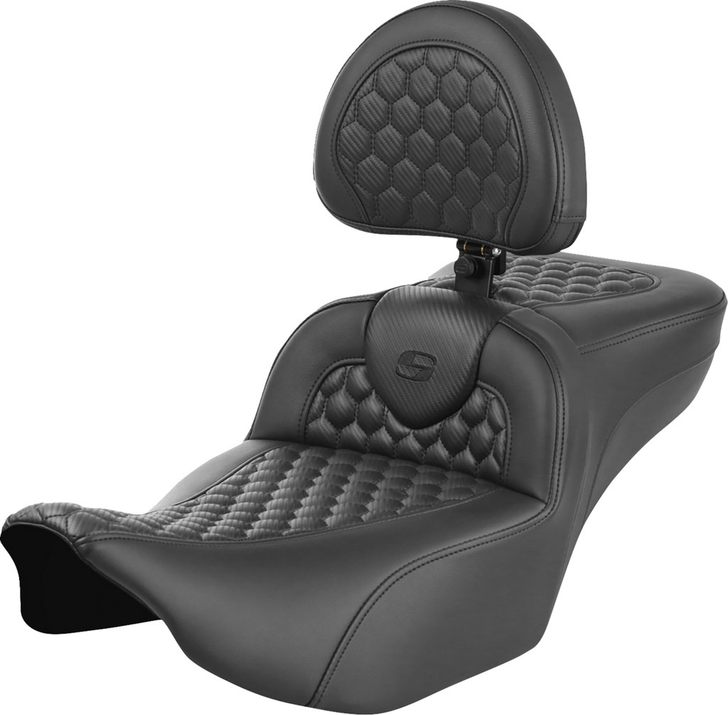 SADDLEMEN Roadsofa™ Extended Reach Seat - with Backrest - Honeycomb - FLTR/FLHX '23-'24