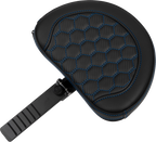 SADDLEMEN Roadsofa™ Extended Reach Seat - with Backrest - Honeycomb - Blue Stitch - FLTR/FLHX '23-'24
