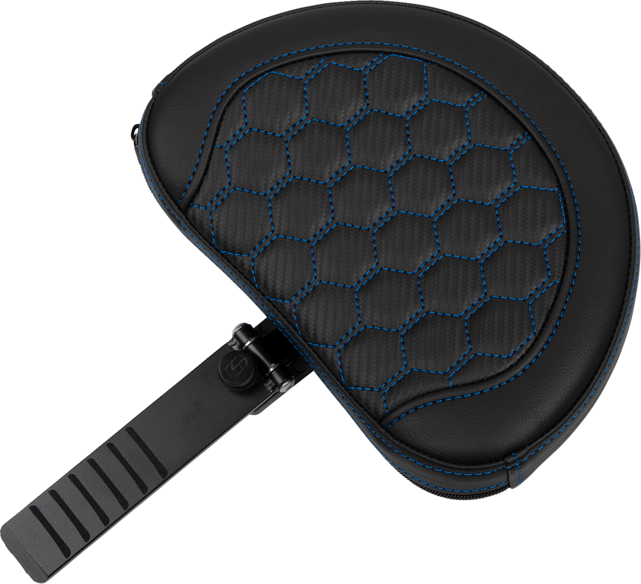 SADDLEMEN Roadsofa™ Extended Reach Seat - with Backrest - Honeycomb - Blue Stitch - FLTR/FLHX '23-'24