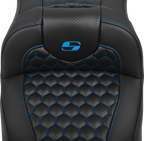 SADDLEMEN Roadsofa™ Extended Reach Seat - with Backrest - Honeycomb - Blue Stitch - FLTR/FLHX '23-'24