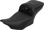 SADDLEMEN Roadsofa™ Extended Reach Seat - with Backrest - Honeycomb - Dark Gray Stitch - FLTR/FLHX '23-'24