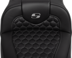 SADDLEMEN Roadsofa™ Extended Reach Seat - with Backrest - Honeycomb - Dark Gray Stitch - FLTR/FLHX '23-'24