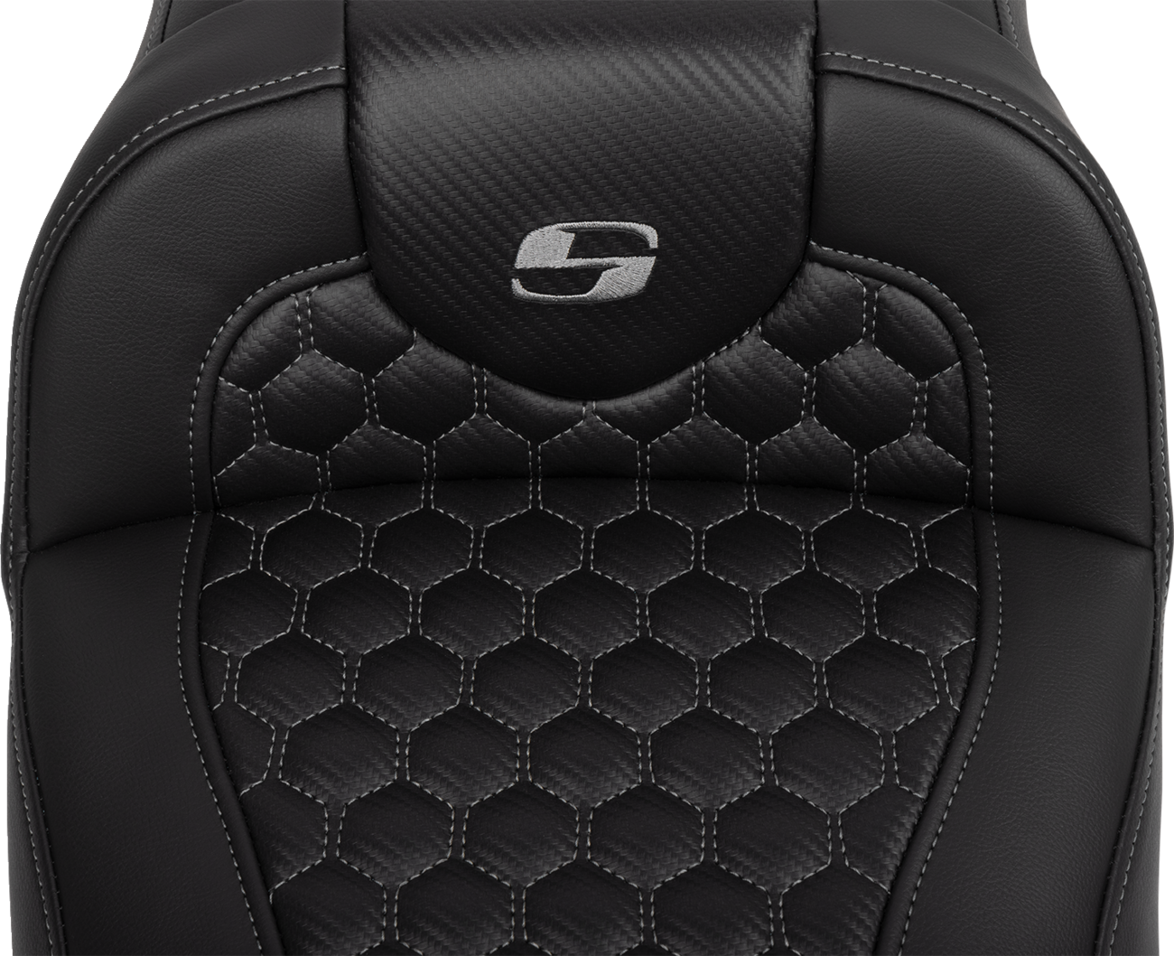 SADDLEMEN Roadsofa™ Extended Reach Seat - with Backrest - Honeycomb - Dark Gray Stitch - FLTR/FLHX '23-'24