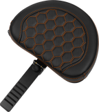SADDLEMEN Roadsofa™ Extended Reach Seat - with Backrest - Honeycomb - Orange Stitch - FLTR/FLHX '23-'24