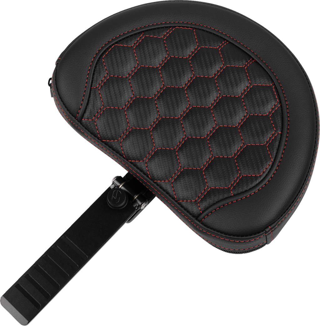 SADDLEMEN Roadsofa™ Extended Reach Seat - with Backrest - Honeycomb - Red Stitch - FLTR/FLHX '23-'24