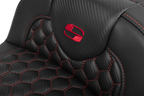 SADDLEMEN Roadsofa™ Extended Reach Seat - with Backrest - Honeycomb - Red Stitch - FLTR/FLHX '23-'24