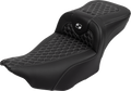 SADDLEMEN Roadsofa™ Extended Reach Seat - with Backrest - Honeycomb - Silver Stitch - FLTR/FLHX '23-'24