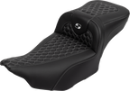 SADDLEMEN Roadsofa™ Extended Reach Seat - with Backrest - Honeycomb - Silver Stitch - FLTR/FLHX '23-'24