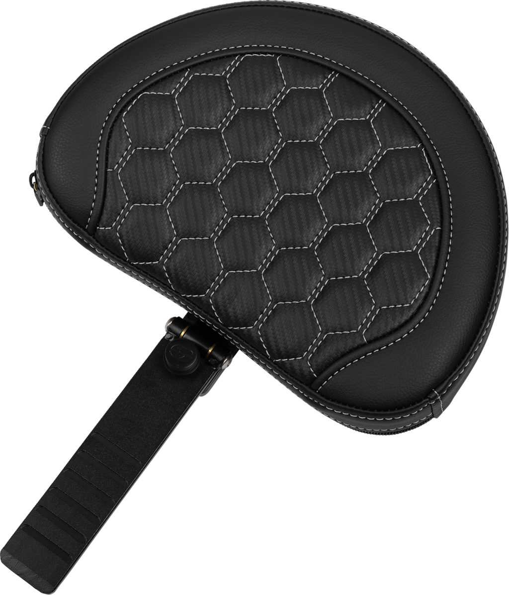 SADDLEMEN Roadsofa™ Extended Reach Seat - with Backrest - Honeycomb - Silver Stitch - FLTR/FLHX '23-'24