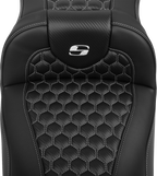 SADDLEMEN Roadsofa™ Extended Reach Seat - with Backrest - Honeycomb - Silver Stitch - FLTR/FLHX '23-'24