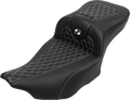 SADDLEMEN Roadsofa™ Extended Reach Seat - with Backrest - Honeycomb - White Stitch - FLTR/FLHX '23-'24