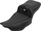 SADDLEMEN Roadsofa™ Extended Reach Seat - with Backrest - Honeycomb - White Stitch - FLTR/FLHX '23-'24