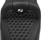 SADDLEMEN Roadsofa™ Extended Reach Seat - with Backrest - Honeycomb - White Stitch - FLTR/FLHX '23-'24