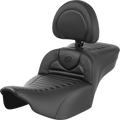 SADDLEMEN Roadsofa™ Extended Reach Seat - with Backrest - Tuck-n-Roll - Carbon Fiber - FLTR/FLHX '23-'24