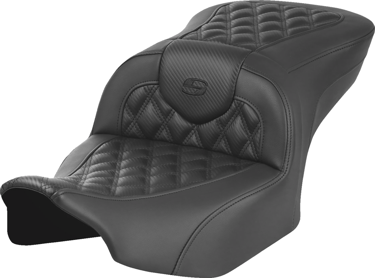 SADDLEMEN RoadSofa™ Seat - without Backrest - Carbon Fiber - Lattice Stitch - FLTR/FLHX '23-'24