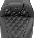 SADDLEMEN RoadSofa™ Seat - without Backrest - Carbon Fiber - Lattice Stitch - FLTR/FLHX '23-'24