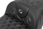 SADDLEMEN RoadSofa™ Seat - without Backrest - Carbon Fiber - Lattice Stitch - Gray Stitch - FLTR/FLHX '23-'24