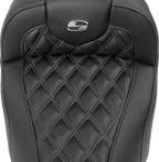 SADDLEMEN RoadSofa™ Seat - without Backrest - Carbon Fiber - Lattice Stitch - Gray Stitch - FLTR/FLHX '23-'24