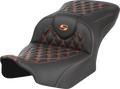 SADDLEMEN RoadSofa™ Seat - without Backrest - Carbon Fiber - Orange Stitch - FL/FX '23-'24