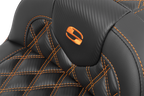 SADDLEMEN RoadSofa™ Seat - without Backrest - Carbon Fiber - Orange Stitch - FL/FX '23-'24