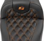 SADDLEMEN RoadSofa™ Seat - without Backrest - Carbon Fiber - Orange Stitch - FL/FX '23-'24