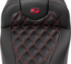 SADDLEMEN RoadSofa™ Seat - without Backrest - Carbon Fiber - Lattice Stitch - Red Stitch - FLTR/FLHX '23-'24
