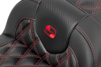 SADDLEMEN RoadSofa™ Seat - without Backrest - Carbon Fiber - Lattice Stitch - Red Stitch - FLTR/FLHX '23-'24