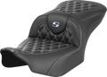 SADDLEMEN RoadSofa™ Carbon Fiber Seat - w/o Backrest - Lattice Stitch - Silver Stitch - FL/FX '23-'24