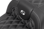 SADDLEMEN RoadSofa™ Carbon Fiber Seat - w/o Backrest - Lattice Stitch - Silver Stitch - FL/FX '23-'24